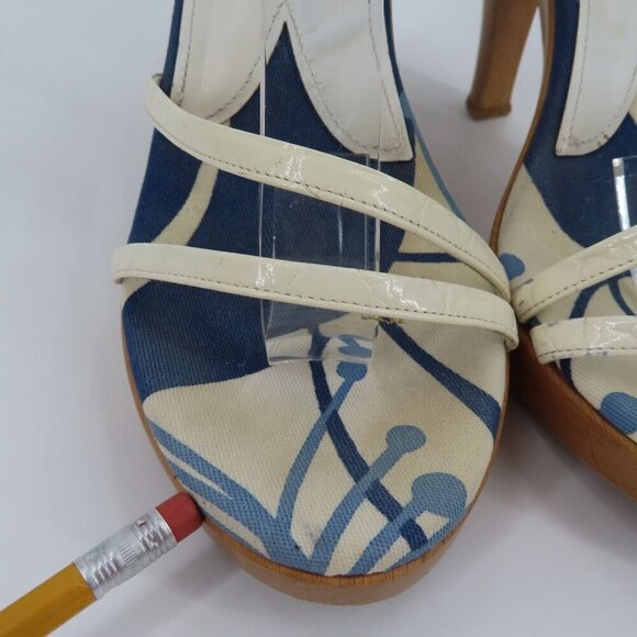 Dolce & Gabbana 38 EU 8 US Patent Strappy Wood Platform Heel Sandals Italy - Picture 3 of 16